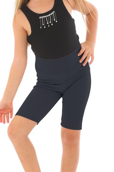 Fıtıllı Füme Renk Kız Çocuk Tayt