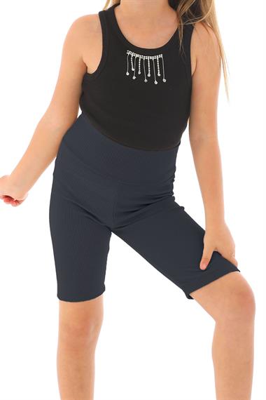 Fıtıllı Füme Renk Kız Çocuk Tayt