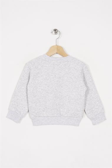 Bisiklet Yaka Uzun Kol Kalp Nakışlı Şardonlu Kız Çocuk Karmelanj Renk Sweatshirt