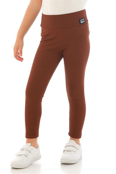 Fitilli Kahverengi Renk Kız Çocuk Tayt