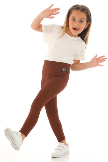 Fitilli Kahverengi Renk Kız Çocuk Tayt