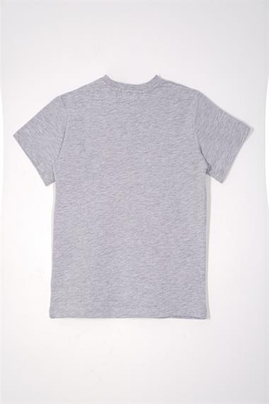 Bisiklet Yaka Kısa Kol Acr Wewe Baskılı Gri Renk Erkek Çocuk Kaprili Takım