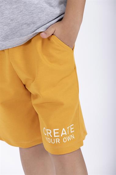 Yazı Baskılı Gri Renk Erkek Çocuk Kaprili Takım