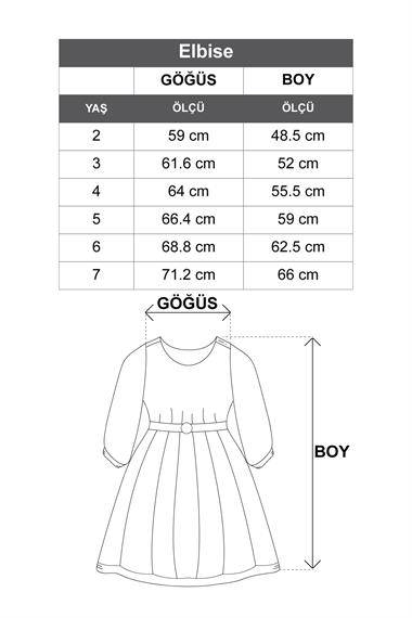 Bisiklet Yaka Kurdele Detaylı Eteği Fırfırlı Sıfır Kol Somon Renk Kız Çocuk Elbise