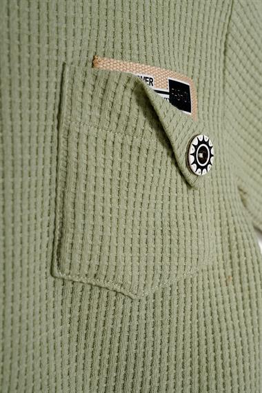 Bisiklet Yaka Uzun Kol Armalı Kol ve Paça Lastikli Cagla Yesil Renk Erkek Çocuk İkili Takım