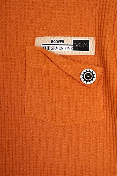 Bisiklet Yaka Uzun Kol Armalı Kol ve Paça Lastikli Kiremit Renk Erkek Çocuk İkili Takım