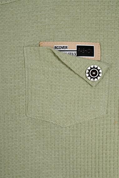 Bisiklet Yaka Uzun Kol Armalı Kol ve Paça Lastikli Cagla Yesil Renk Erkek Çocuk İkili Takım