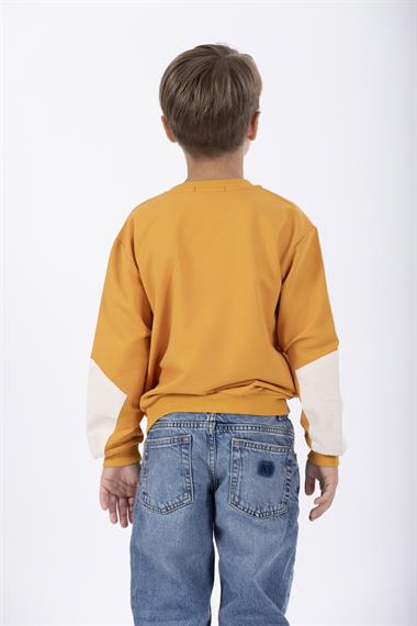 Bisiklet Yaka Uzun Kol Cep Detaylı Sweat Hardal Renk Erkek Çocuk Sweatshirt