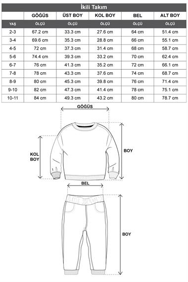 Bisiklet Yaka Uzun Kol Cıcek Nakıs Baskılı Lacivert Renk Kız Çocuk Ikılı Takım