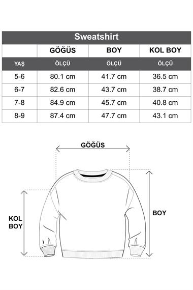 Bisiklet Yaka Uzun Kol Kalp Nakışlı Şardonlu Kız Çocuk Karmelanj Renk Sweatshirt