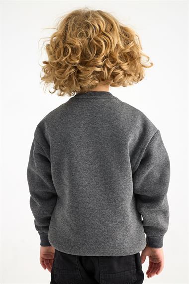 Bisiklet Yaka Uzun Kol Antrasit Renk Erkek Çocuk Sweatshirt