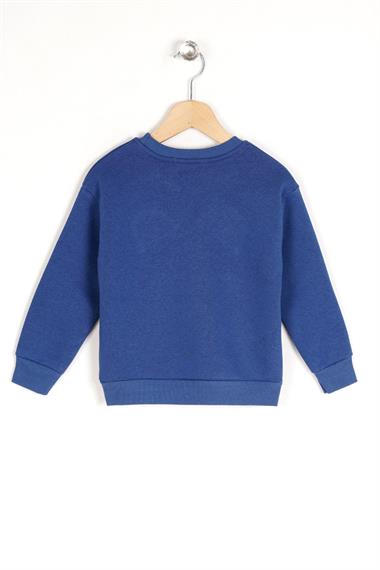 Bisiklet Yaka Uzun Kol Indigo Renk Kız Çocuk Sweatshirt