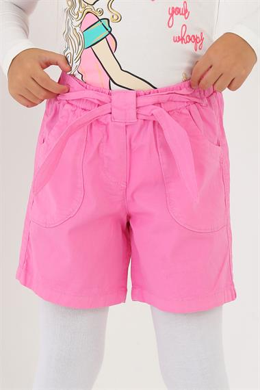 Bağlama Detaylı Koyu Pembe Renk Kız Çocuk Şort