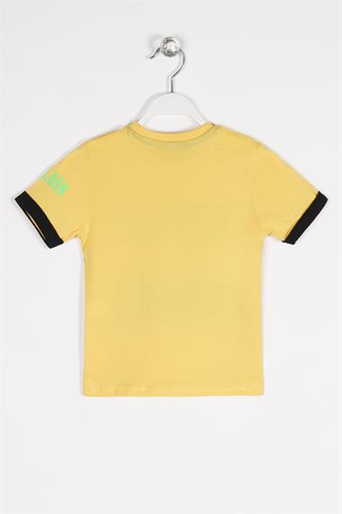 Bisiklet Yaka Kısa Kol Hardal Renk Erkek Çocuk Tshirt