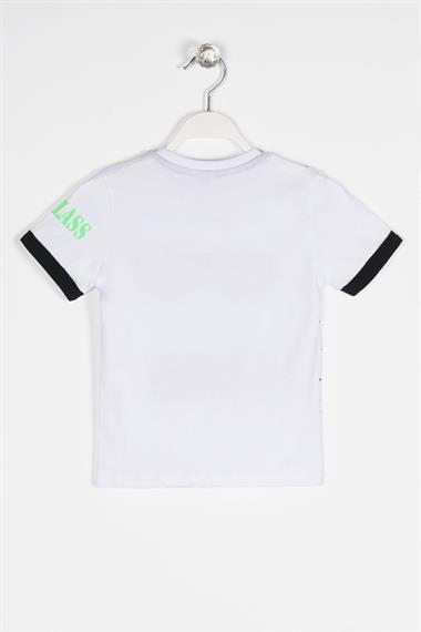 Bisiklet Yaka Kısa Kol Beyaz Renk Erkek Çocuk Tshirt
