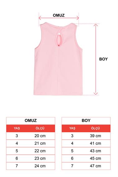 Bisiklet Yaka Sıfır Kol Baskılı Pembe Renk Kız Çocuk Tshirt