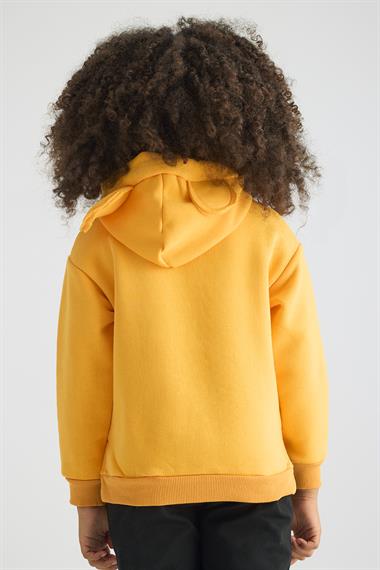 Kapüşonlu Uzun Kol Hardal Renk Kız Çocuk Sweatshirt