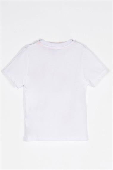 Bisiklet Yaka Kısa Kol Lets Do This Baskı Fileli Cepli Beyaz Renk Erkek Çocuk Tshirt