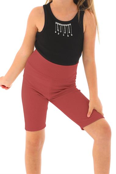 Fıtıllı Gul Kurusu Renk Kız Çocuk Tayt