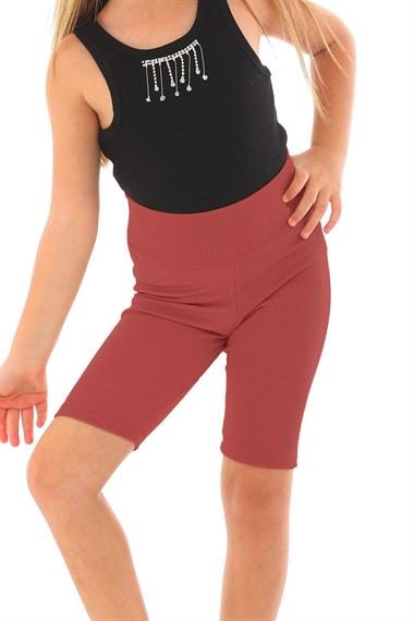 Fıtıllı Gul Kurusu Renk Kız Çocuk Tayt