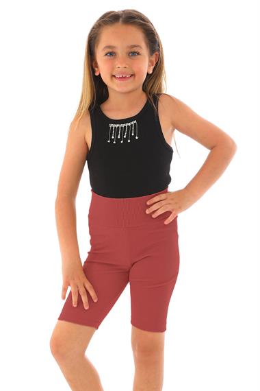 Fıtıllı Gul Kurusu Renk Kız Çocuk Tayt