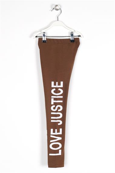 Baskılı Dar Paça Kahverengi Renk Kız Çocuk Tayt