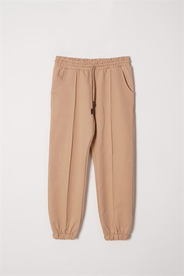 Kapüşonlu Uzun Kol Daısy Flowrs Leaf Baskılı Bej Renk Kız Çocuk Ikılı Takım