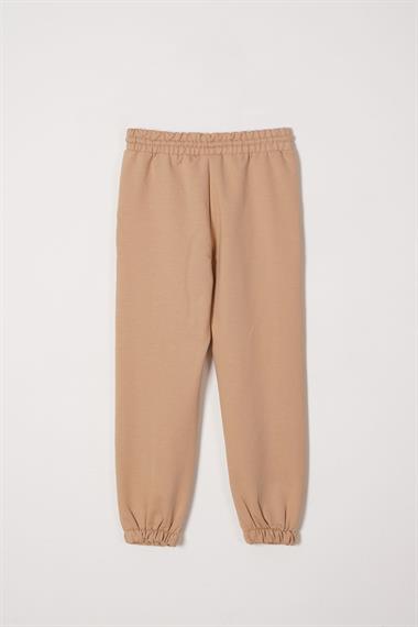 Kapüşonlu Uzun Kol Daısy Flowrs Leaf Baskılı Bej Renk Kız Çocuk Ikılı Takım