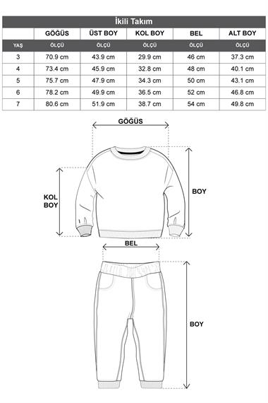 Kapüşonlu Uzun Kol Ekoselı Ceplı Gri Renk Erkek Çocuk Esofman Takım