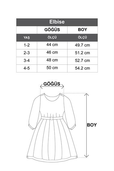 Kare Yaka Fırfır Kol Çiçek Desenli Sarı Renk Kız Çocuk Elbise