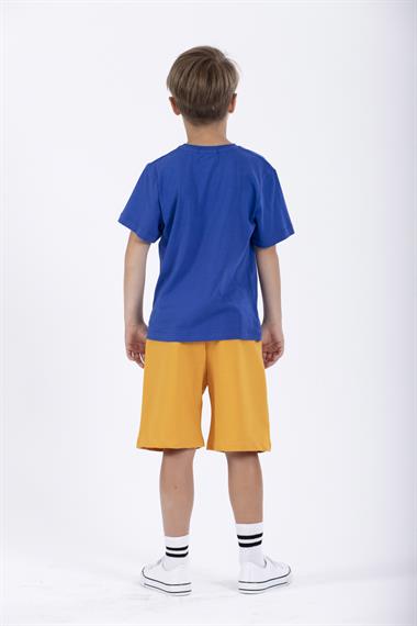 Yazı Baskılı Saks Renk Erkek Çocuk Kaprili Takım