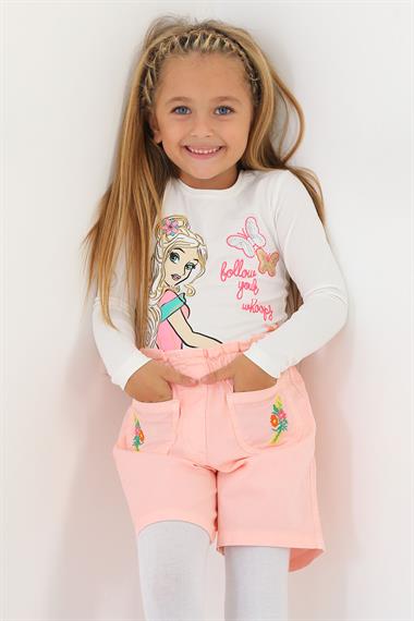Pembe Renk Kız Çocuk Cepli Şort