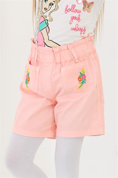 Pembe Renk Kız Çocuk Cepli Şort
