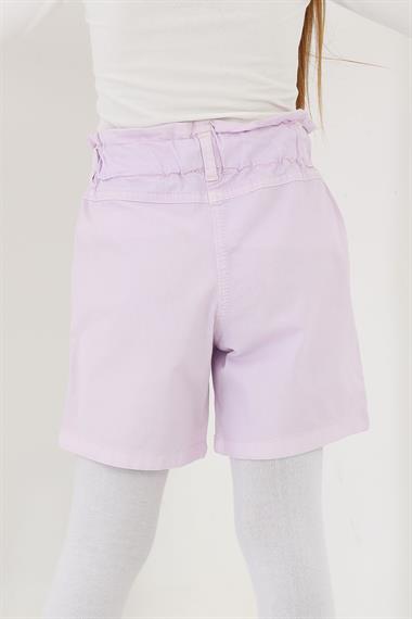 Lila Renk Kız Çocuk Cepli Şort