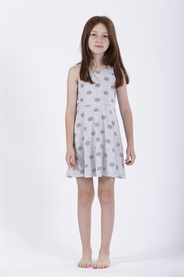 Yuvarlak Yaka Sıfır Kol Güneş Metraj - Grimelanj Renk Kız Çocuk Elbıse