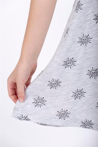 Yuvarlak Yaka Sıfır Kol Güneş Metraj - Grimelanj Renk Kız Çocuk Elbıse