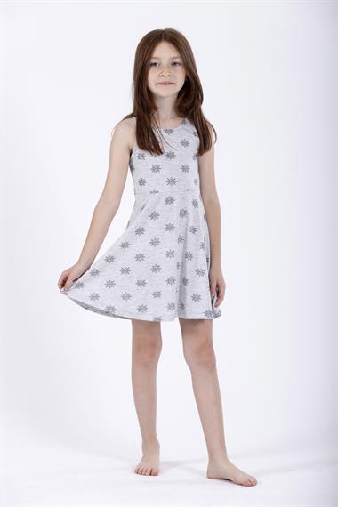 Yuvarlak Yaka Sıfır Kol Güneş Metraj - Grimelanj Renk Kız Çocuk Elbıse