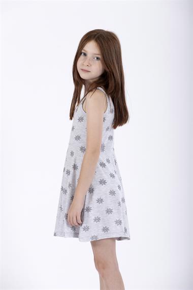 Yuvarlak Yaka Sıfır Kol Güneş Metraj - Grimelanj Renk Kız Çocuk Elbıse