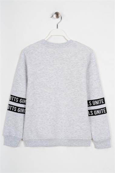 Bisiklet Yaka Uzun Kol Respect Baskılı Gri Renk Erkek Çocuk Sweatshirt