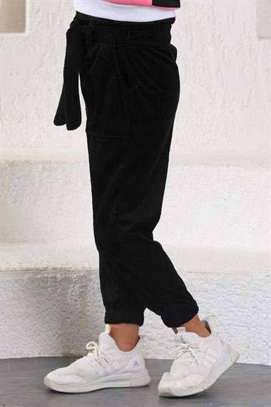 Bağlama Detaylı Siyah Renk Kız Çocuk Pantolon