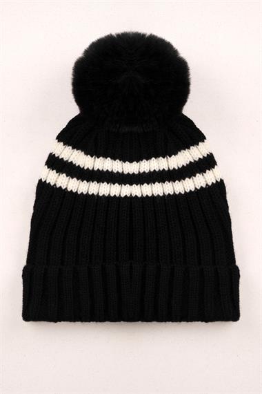 Çizgili Siyah Renk Bere