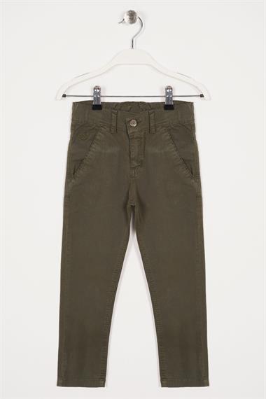 Slim Fit Haki Renk Erkek Çocuk Gabardin Pantolon