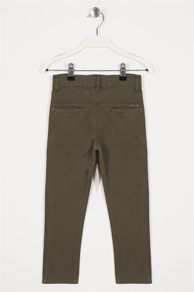 Slim Fit Haki Renk Erkek Çocuk Gabardin Pantolon