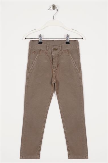 Slim Fit Toprak Renk Erkek Çocuk Gabardin Pantolon