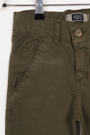 Slim Fit Haki Renk Erkek Çocuk Gabardin Pantolon