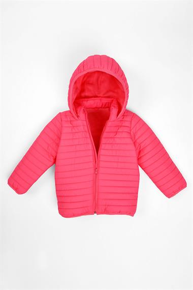 Kapüşonlu Dar Kalıp Uzun Kol Fuşya Renk Mont