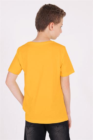 Bisiklet Yaka Hardal Renk Erkek Çocuk Tshirt