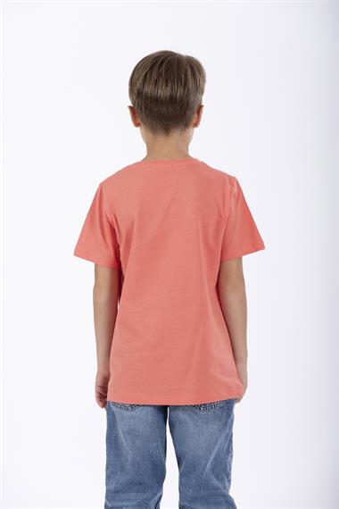 Bisiklet Yaka Kısa Kol Full Court Awesome Baskılı Taba Renk Erkek Çocuk Tshirt