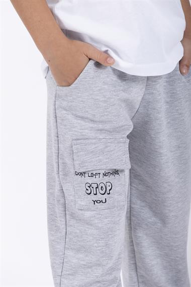 Dont Left Nothıng Stop You Yazı Baskılı Gri Renk Erkek Çocuk Esofman Tek Alt