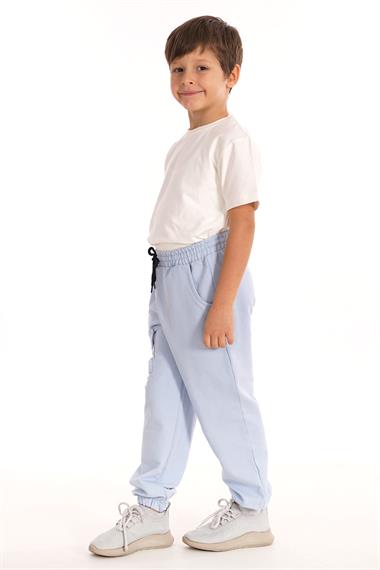 Dont Left Nothıng Stop You Yazı Baskılı Mavi Renk Erkek Çocuk Esofman Tek Alt